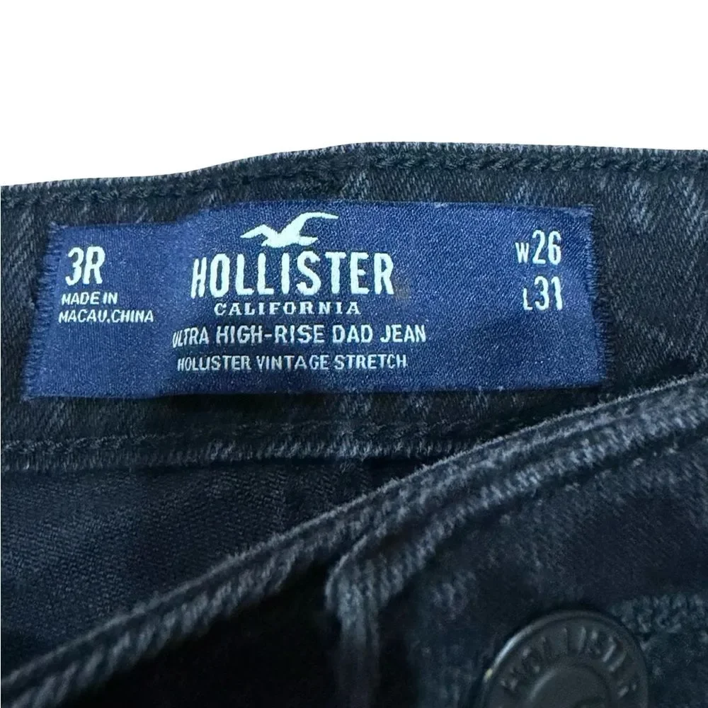 Hollister Ultra‎ High-Rise Black Patchwork Dad Jeans – Size 26 Long